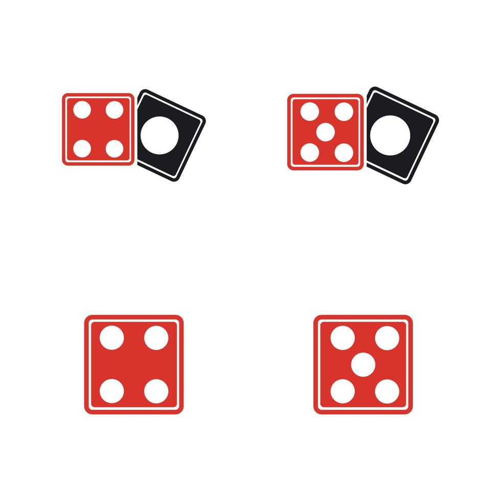 Dices sign icon. Casino game symbol. Flat dice icon. Round button with flat game icon Vector