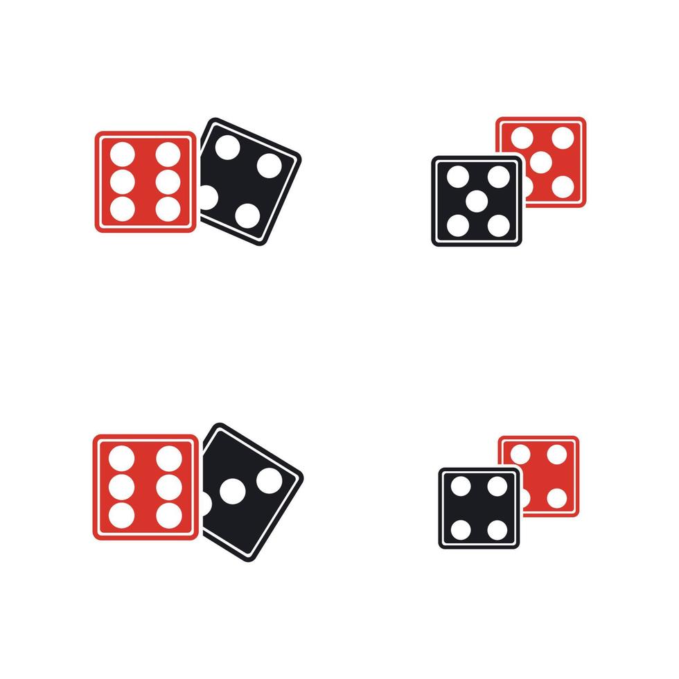 Dices sign icon. Casino game symbol. Flat dice icon. Round button with flat game icon Vector