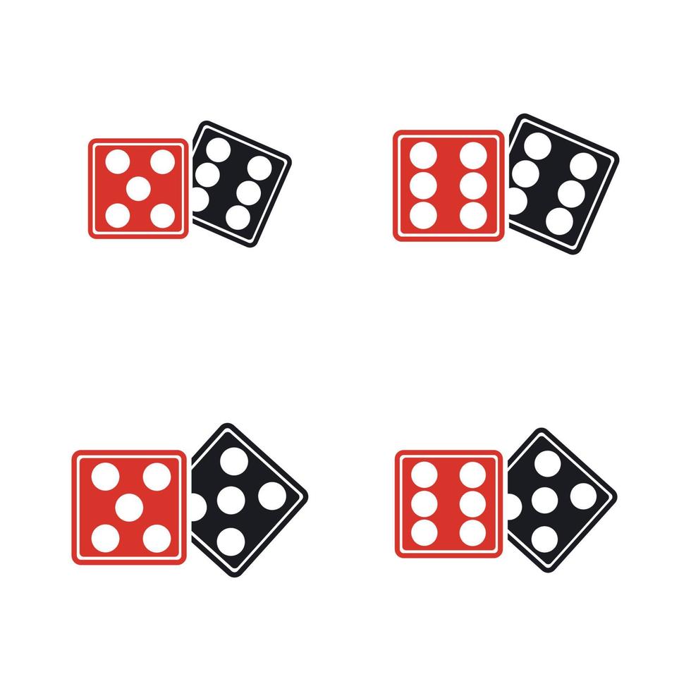 icono de signo de dados. símbolo del juego de casino. icono de dados planos. botón redondo con vector de icono de juego plano