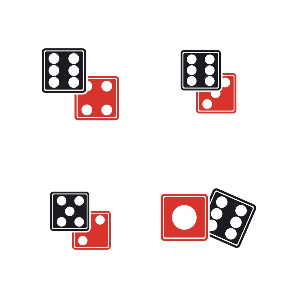 Dices sign icon. Casino game symbol. Flat dice icon. Round button with flat game icon Vector