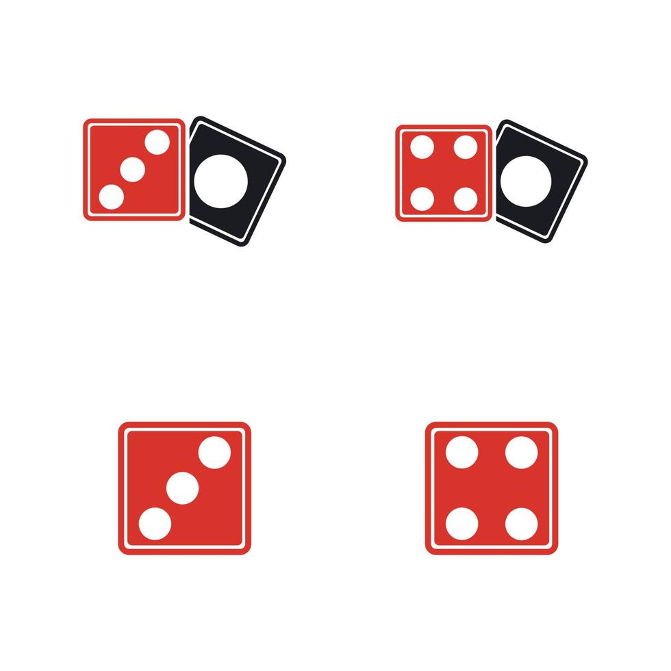 Dices sign icon. Casino game symbol. Flat dice icon. Round button with flat game icon Vector