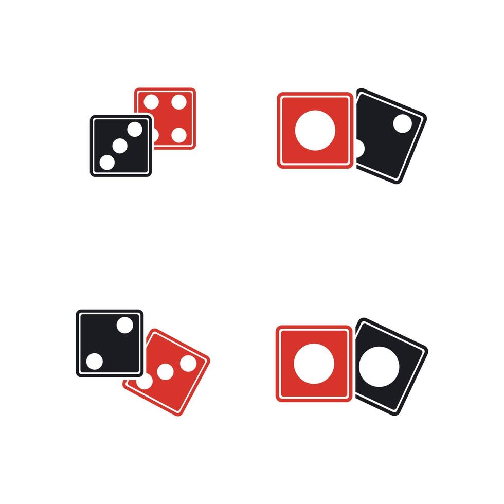 Dices sign icon. Casino game symbol. Flat dice icon. Round button with flat game icon Vector