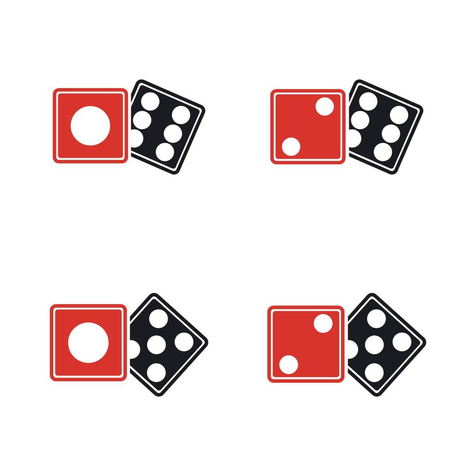 Dices sign icon. Casino game symbol. Flat dice icon. Round button with flat game icon Vector