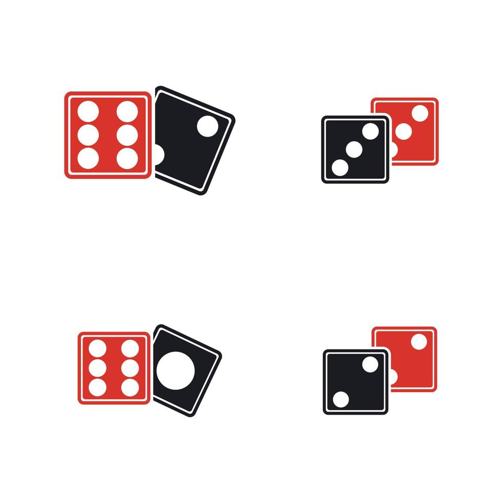 Dices sign icon. Casino game symbol. Flat dice icon. Round button with flat game icon Vector