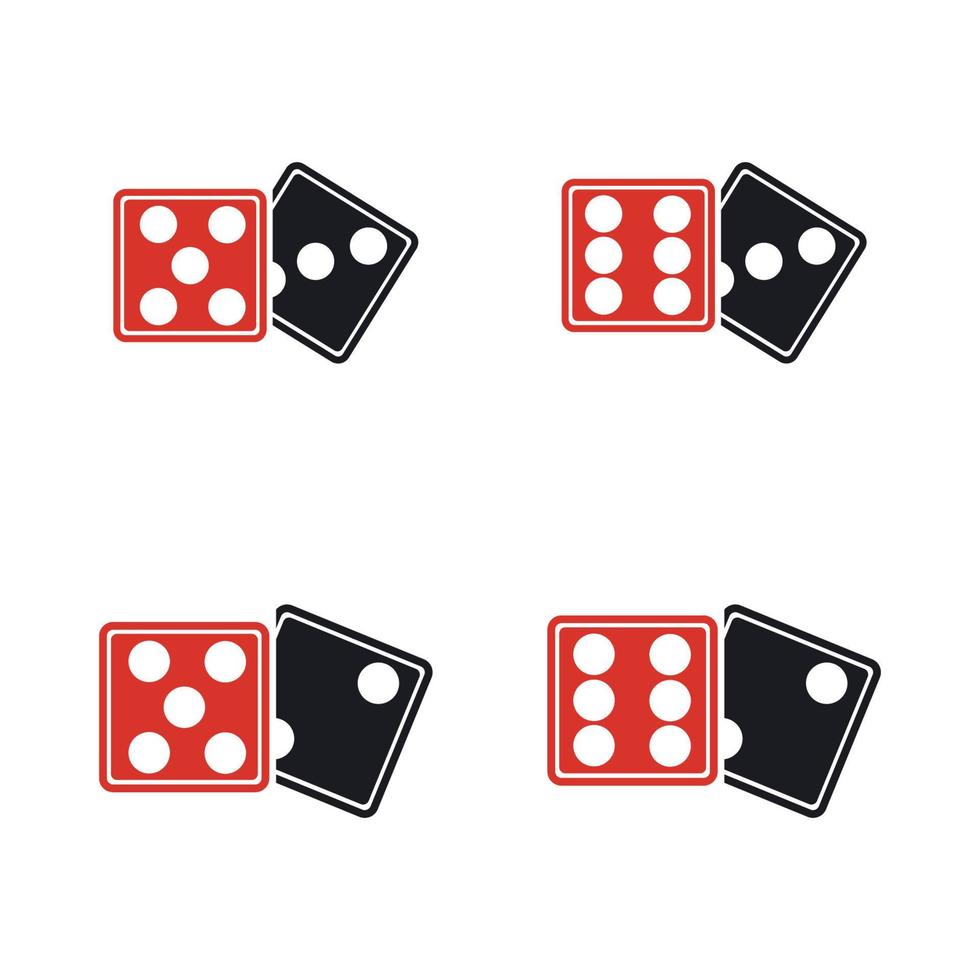 Dices sign icon. Casino game symbol. Flat dice icon. Round button with flat game icon Vector