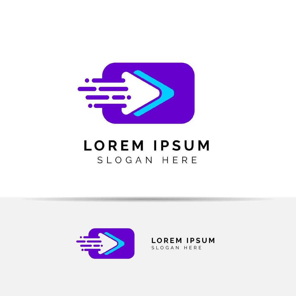 fast play media logo design template. play icon symbol design vector