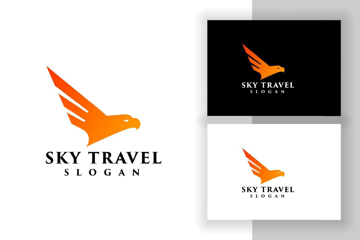 Diseño de logotipo de agencia de viajes de avión con una ilustración de cabeza de águila vector