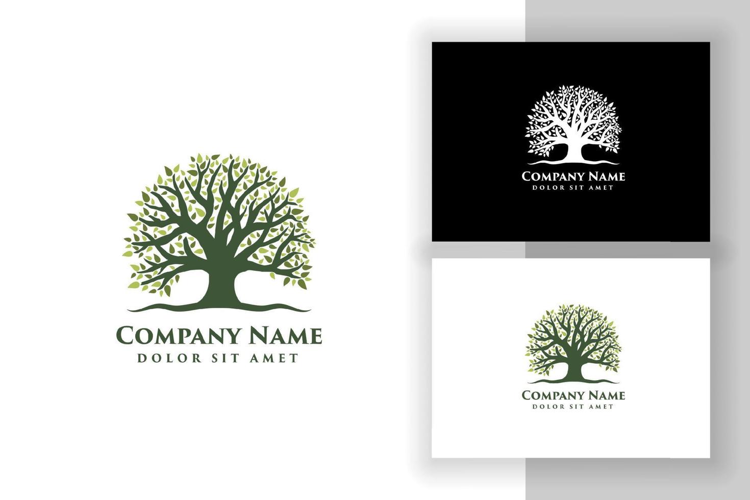 oak tree vector illustration logo design template. Abstract vibrant tree logo designs