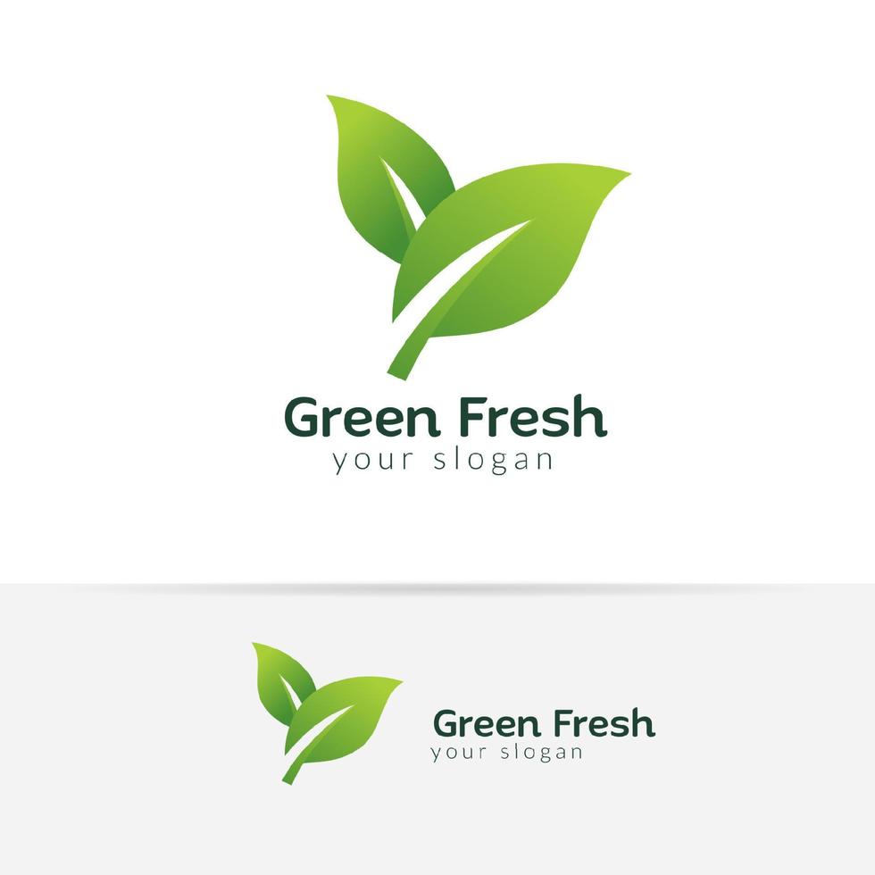 Ilustración de diseño de vector de hoja verde y fresca. diseños de símbolo de icono de hoja