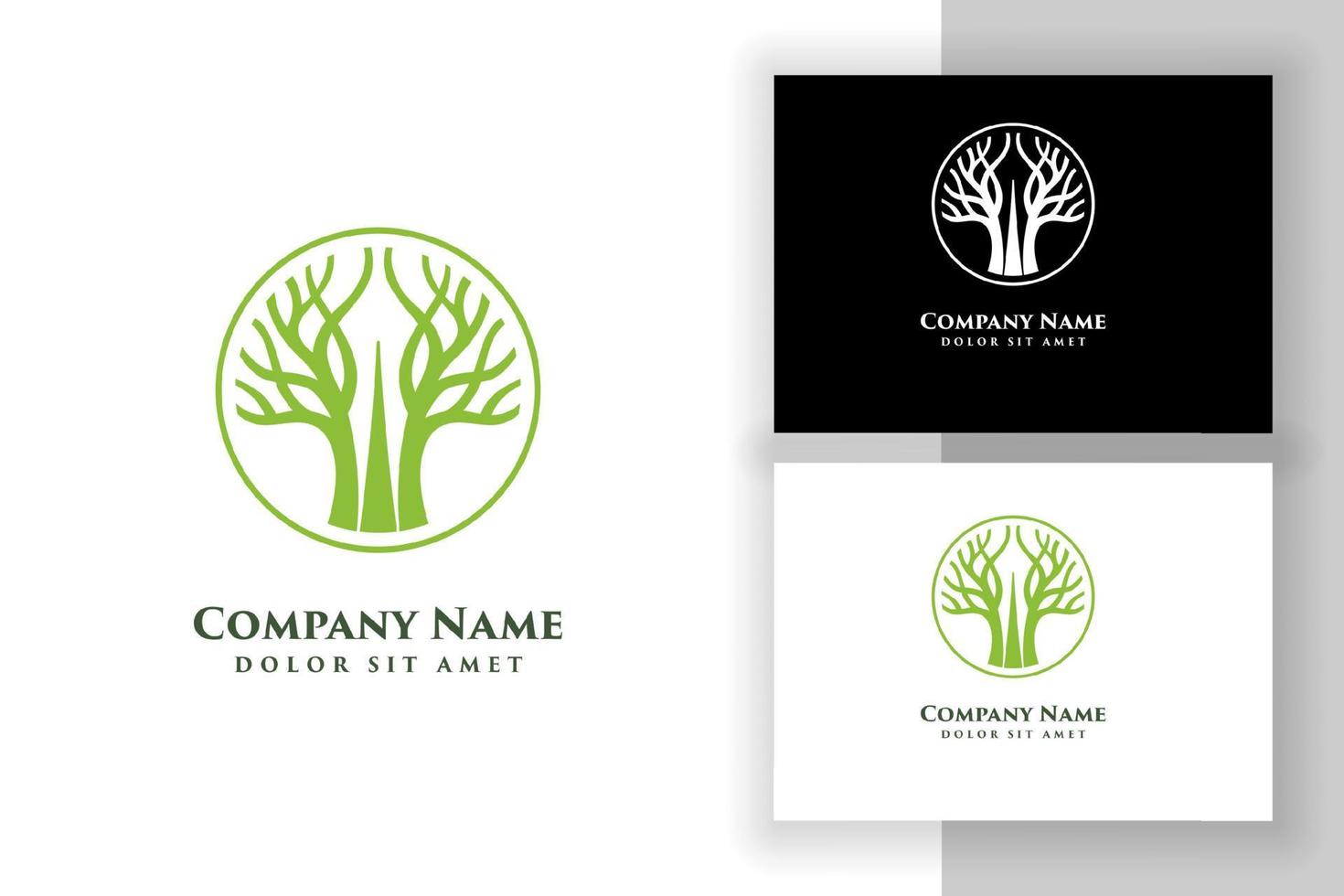 Plantilla de diseño de logotipo de ilustración de vector de árbol de roble. diseños de logotipos de árboles vibrantes abstractos