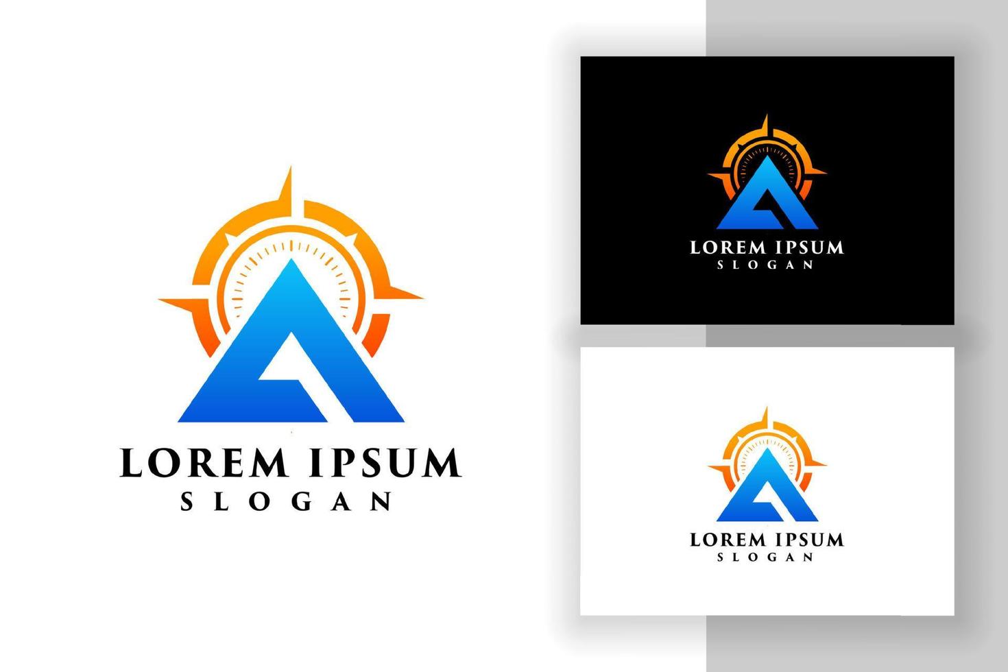 adventure logo design. compass icon symbol with letter A vector