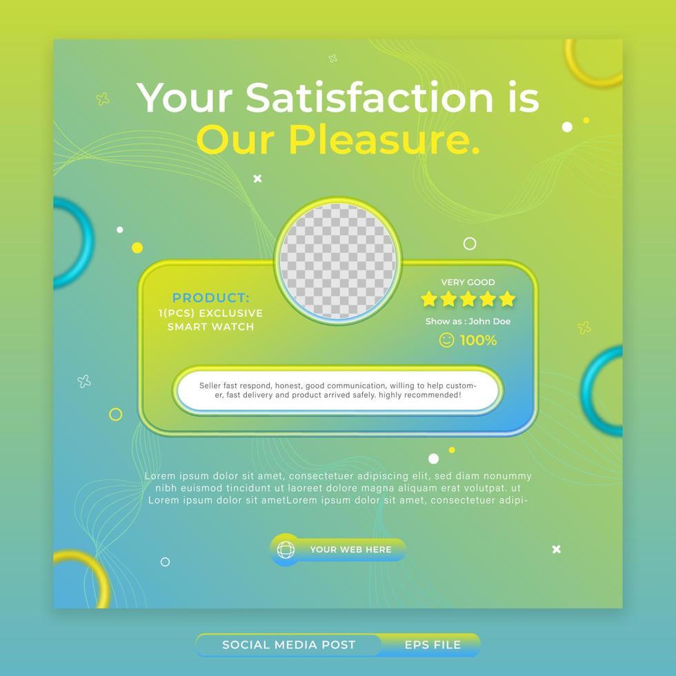 Customer feedback concept for smart watch product, social media banner template vector