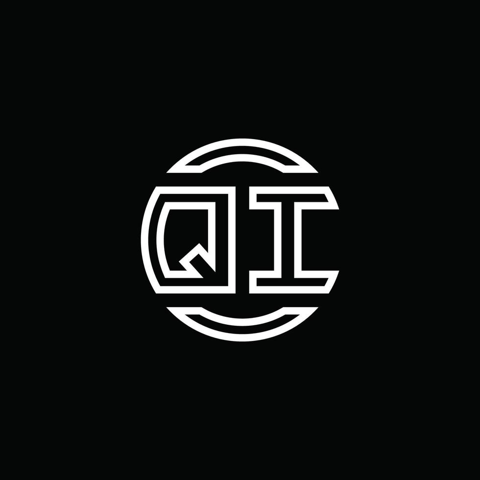 Monograma del logotipo de qi con plantilla de diseño redondeado de círculo de espacio negativo vector