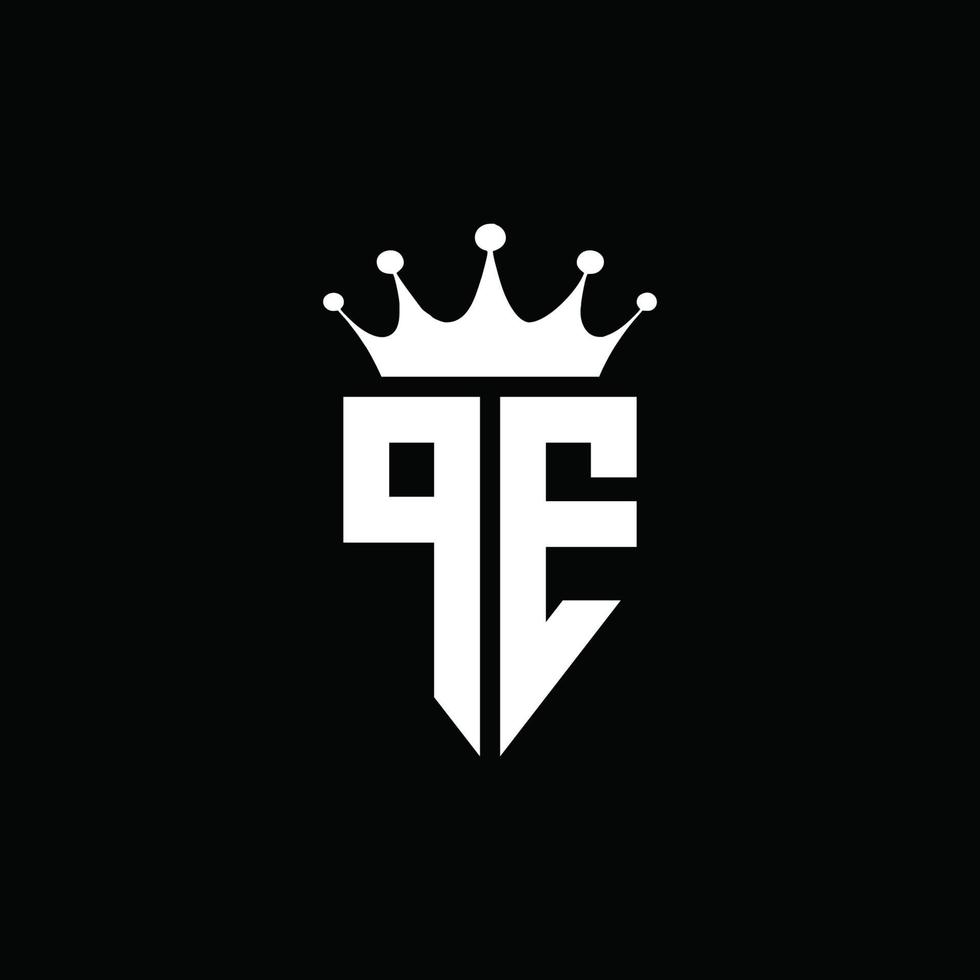 PE logo monogram emblem style with crown shape design template vector