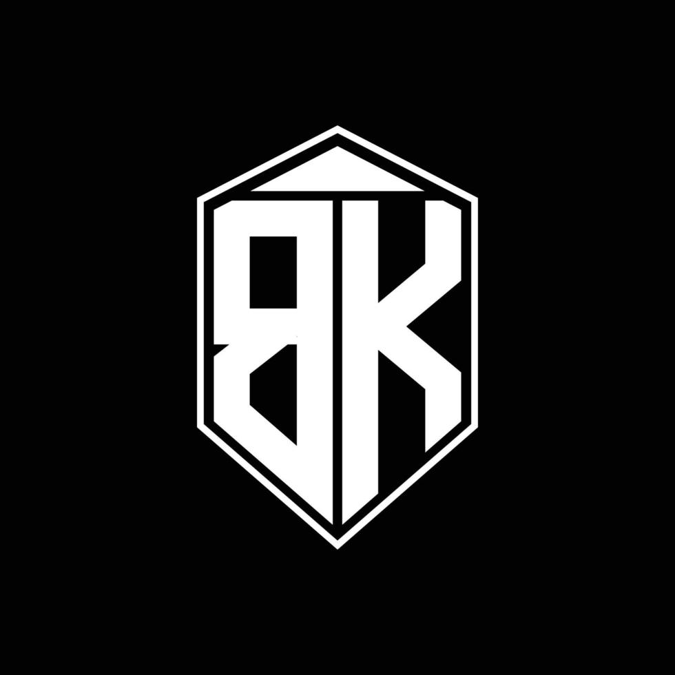 bk logo monogram con combinación de forma de emblema tringle en la plantilla de diseño superior vector