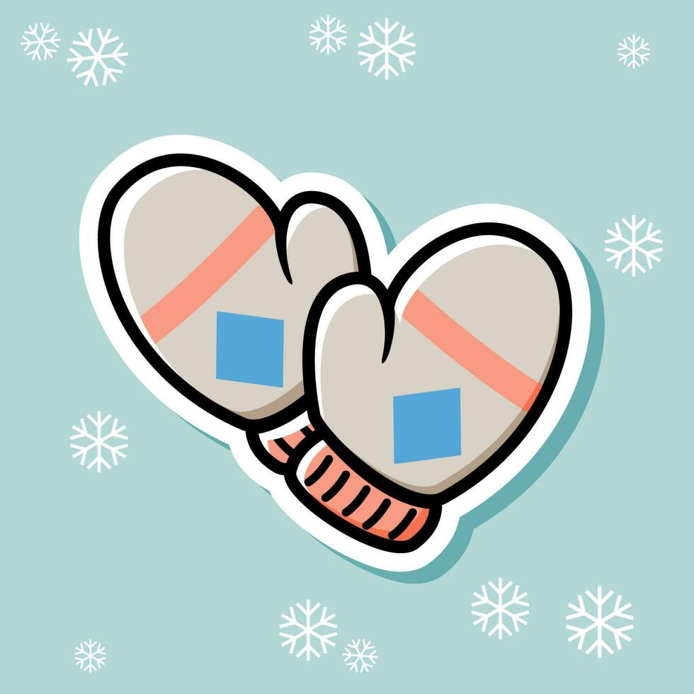 Winter gloves sticker vector