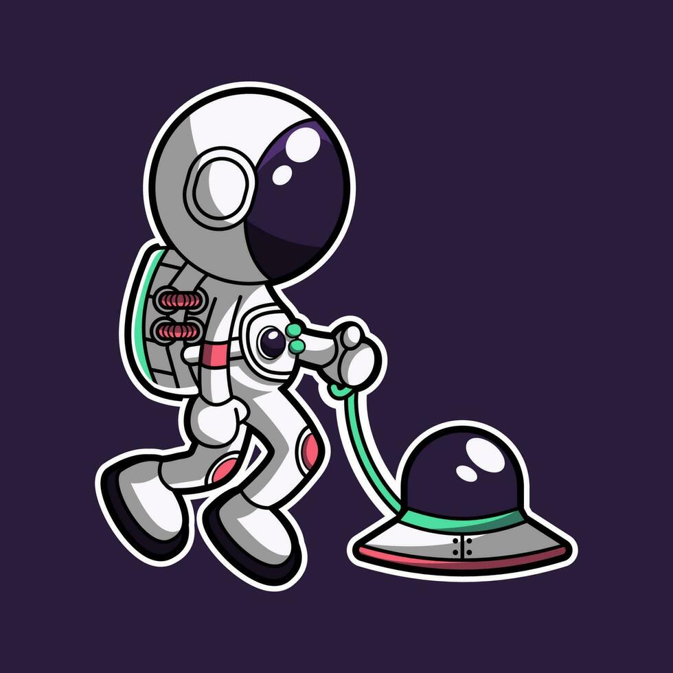 lindo personaje de dibujos animados astronauta vector