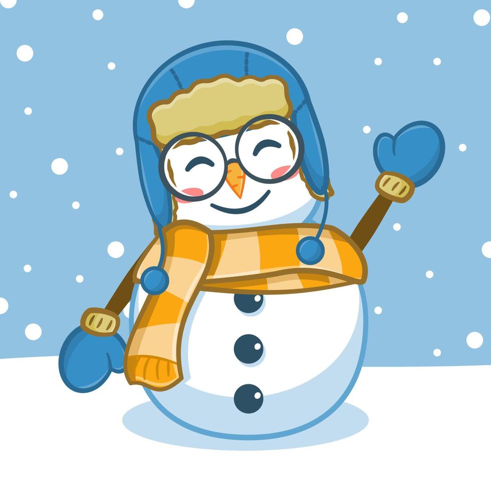 lindo personaje de dibujos animados de muñeco de nieve vector
