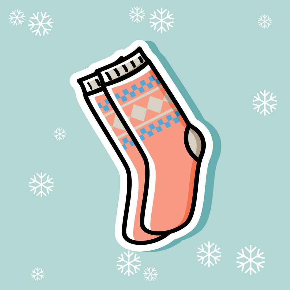 calcetines de invierno de la etiqueta engomada vector