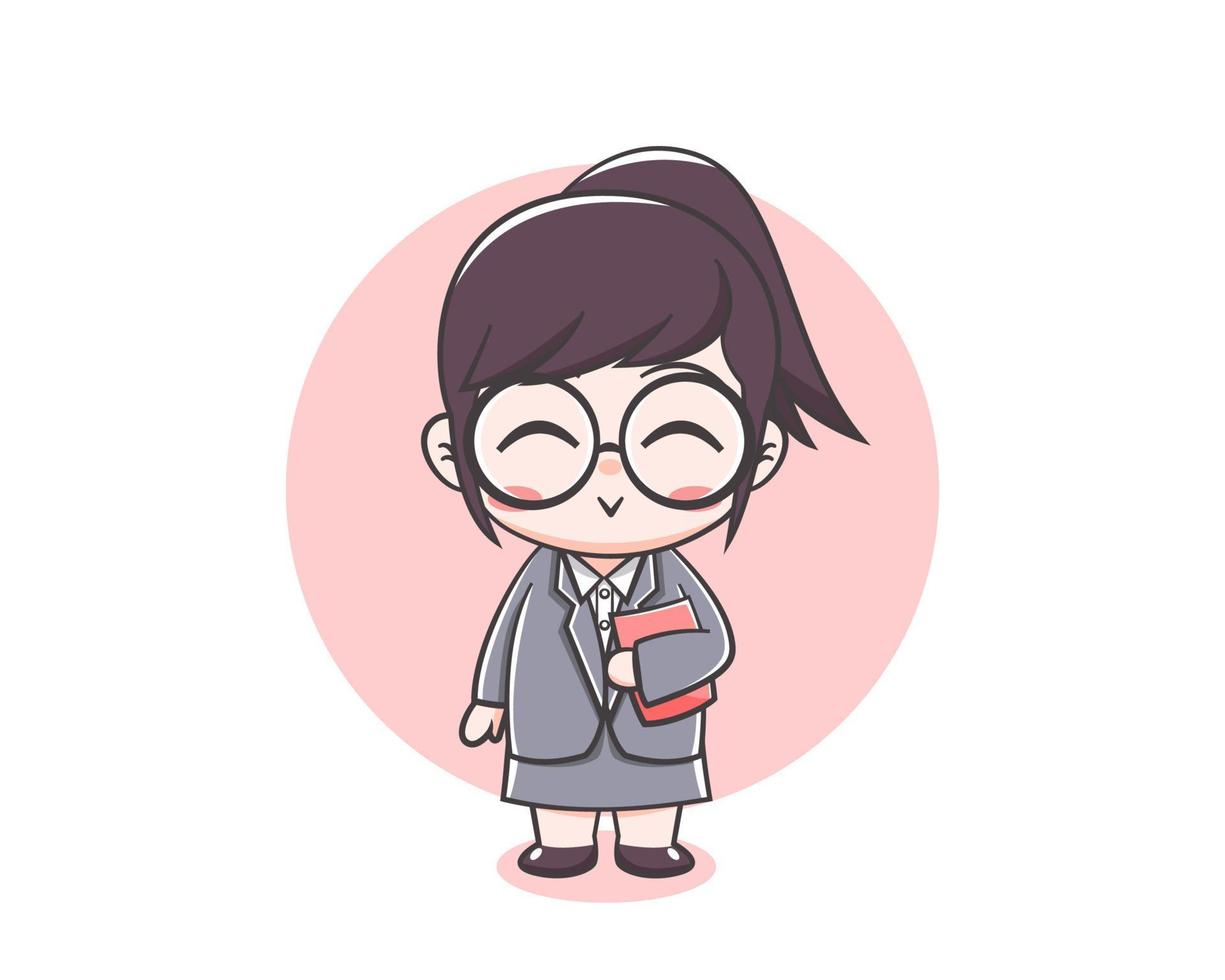 Cute teacher girl cartoon character vector