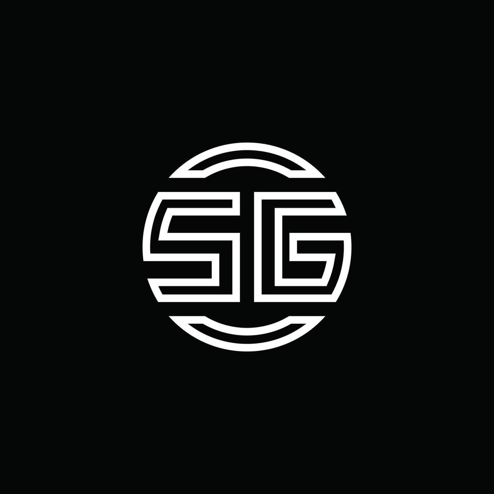 SG logo monogram with negative space circle rounded design template vector