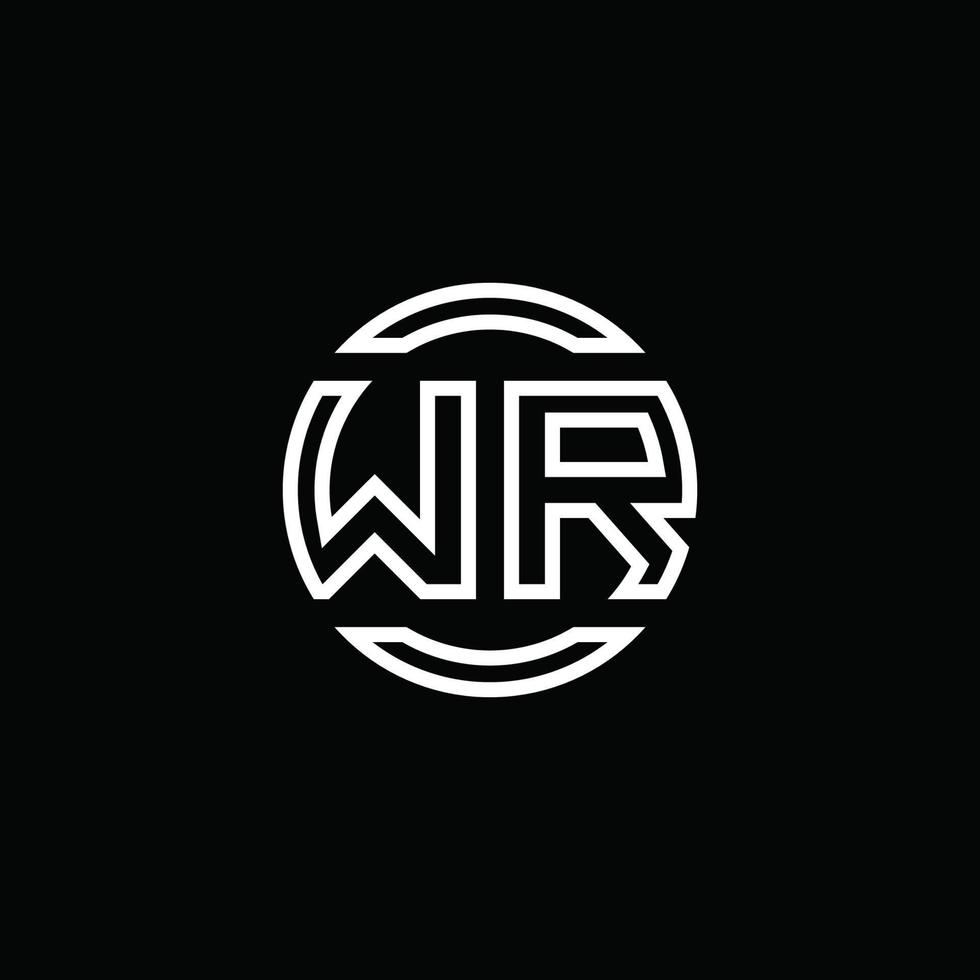 WR logo monogram with negative space circle rounded design template vector