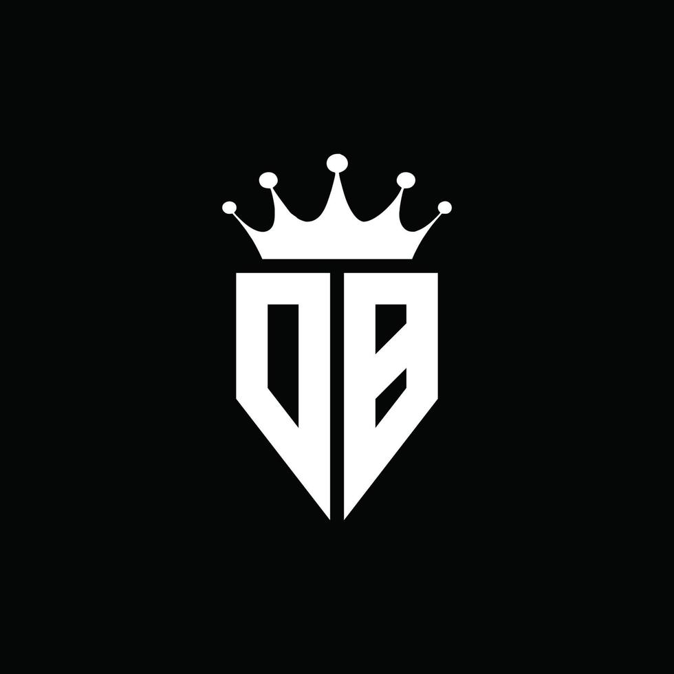 DB logo monogram emblem style with crown shape design template vector