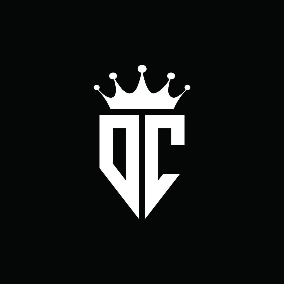 dc logo monograma emblema estilo con plantilla de diseño de forma de corona vector