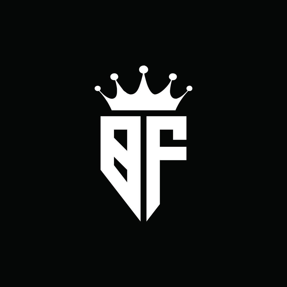 bf logo monograma emblema estilo con plantilla de diseño de forma de corona vector