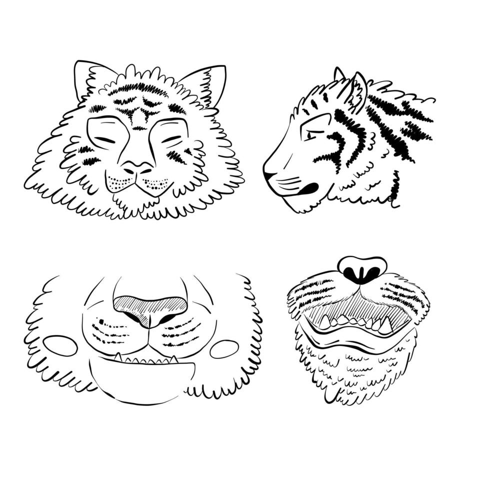 Set with tiger head vector