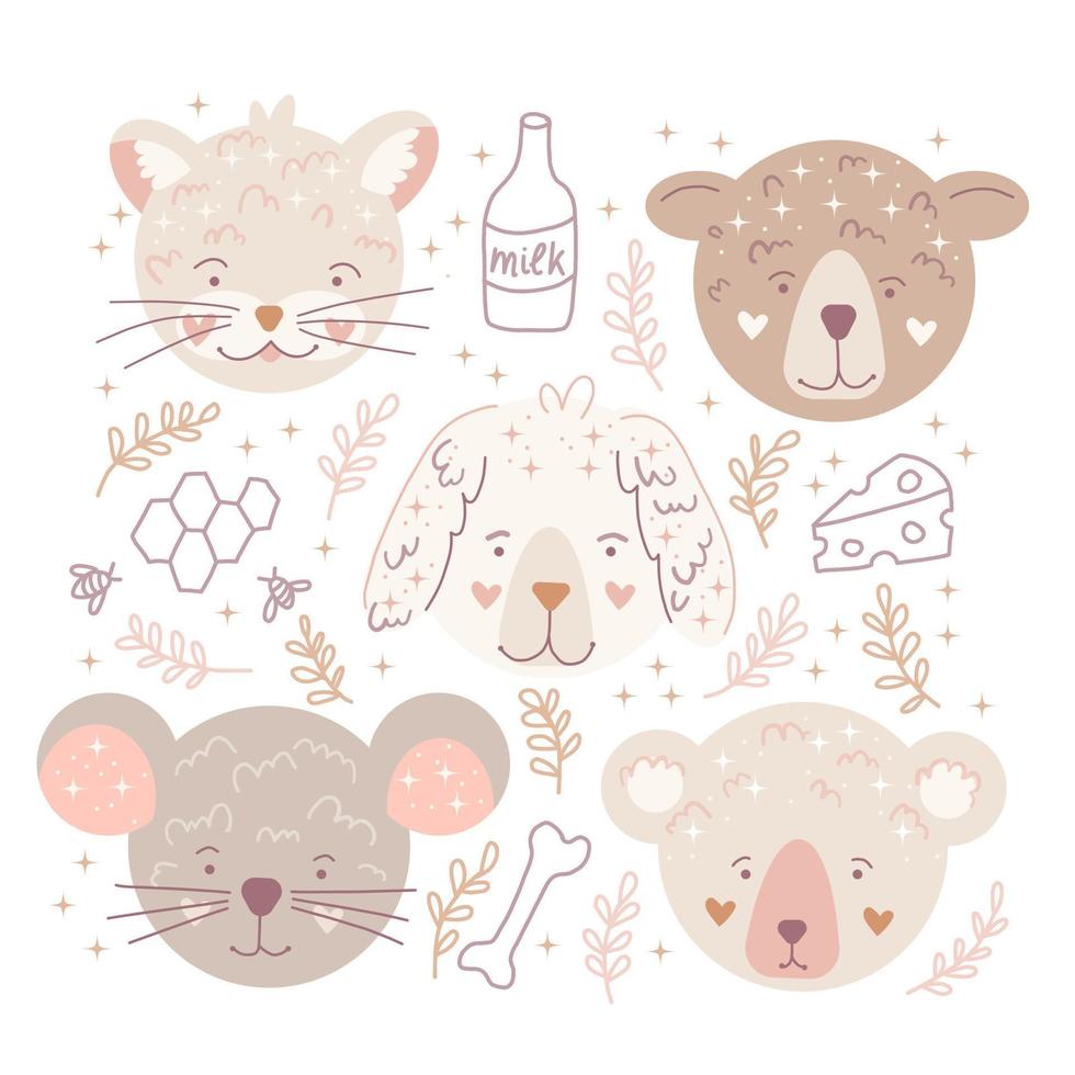 Boho animals head vector