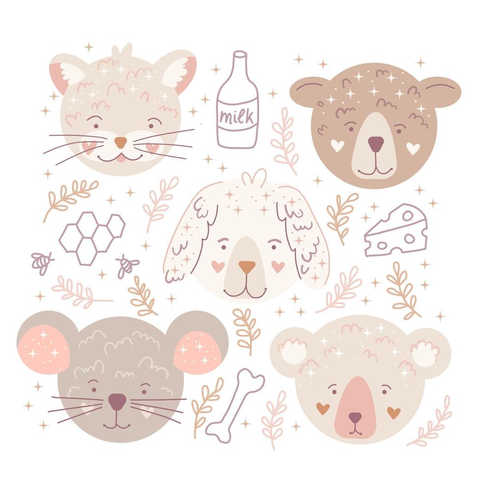 cabeza de animales boho vector