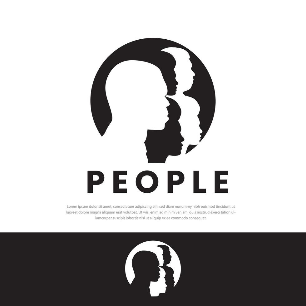 Isolated Black Face Profile Logo. Man, Woman, Family Silhouette. Male and Female Signs Vector.Print vector