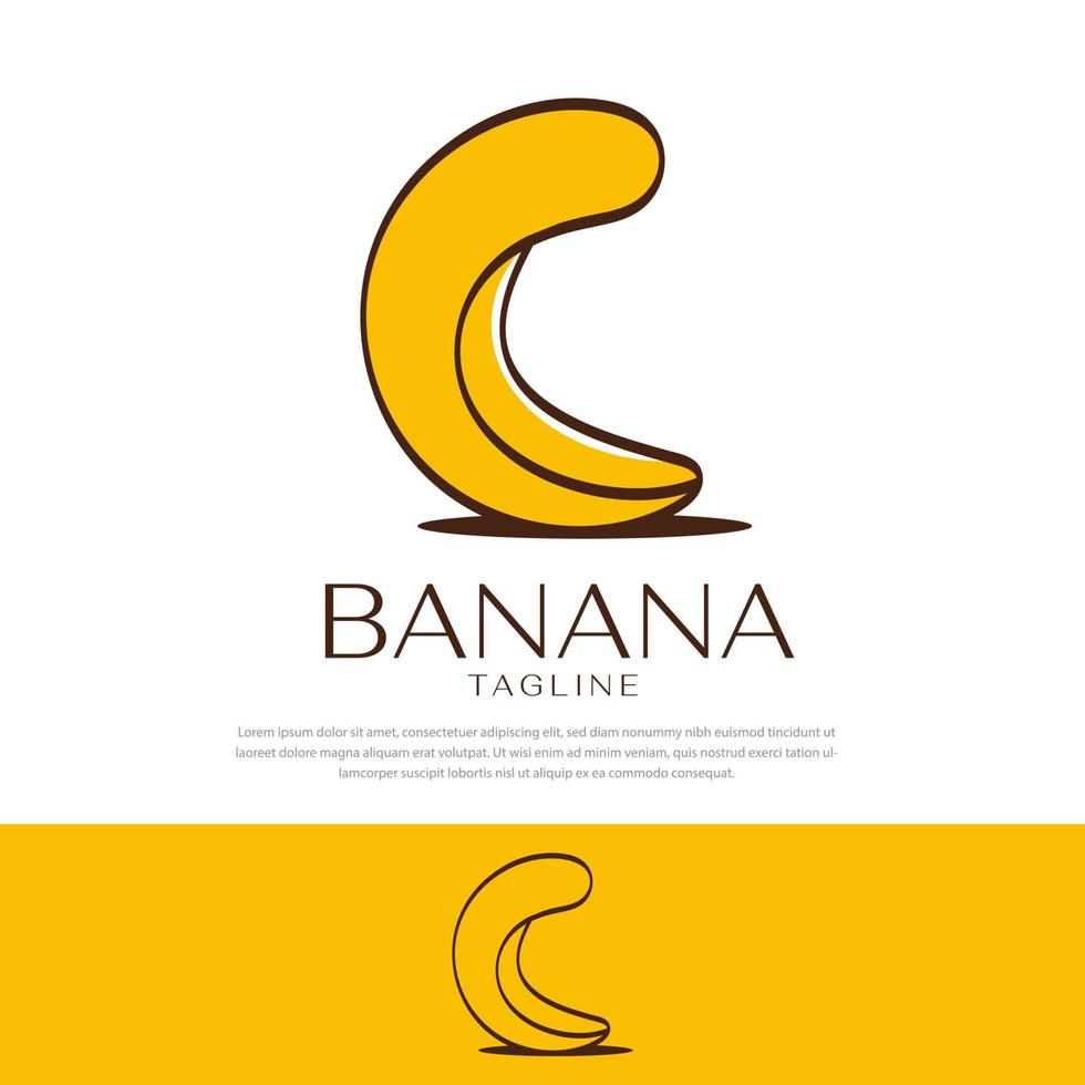 Ilustración de vector de logo de fruta de plátano para comida y bebida, restaurante y bar, menú, mercado de frutas.