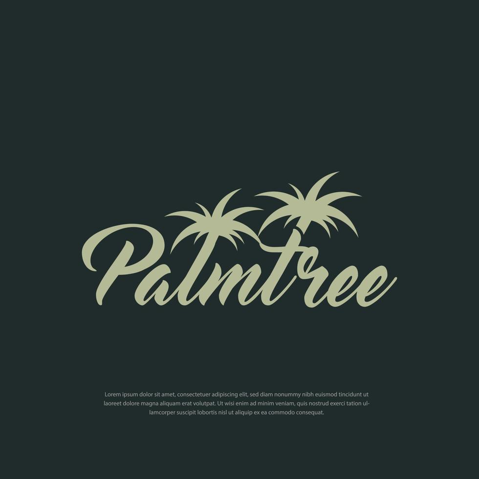Word Mark logo two palm trees on letter l and illustration vector