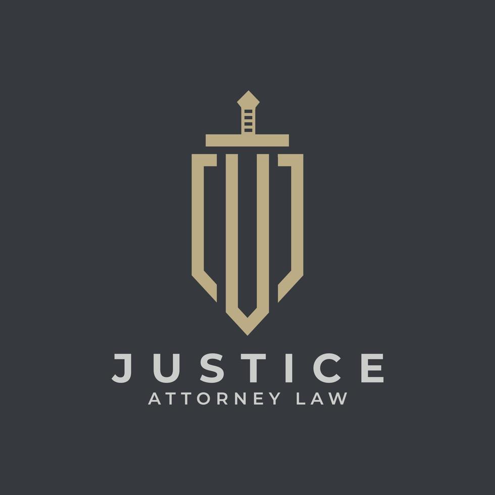 bufete de abogados universal línea de tendencia diseño de logotipo vectorial, icono de abogado pilar de espada símbolo premium vector