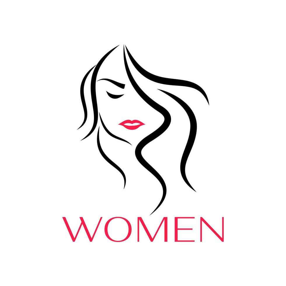 Ilustración de línea de silueta de diseño de logotipo minimalista del diseño de una mujer. vector