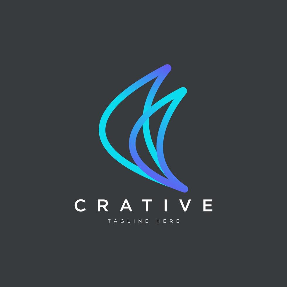 Abstract logo shaped colorful line letter D vector