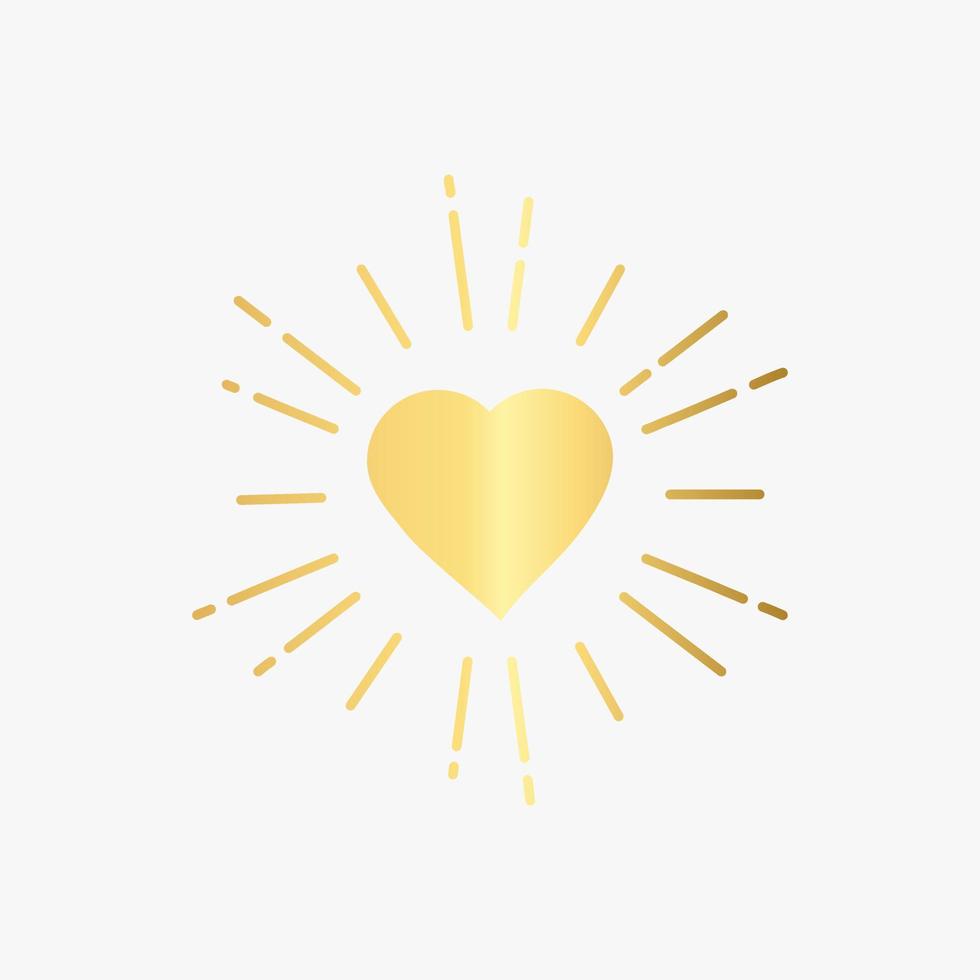 Ilustración de arte vectorial de corazón brillante, símbolo del corazón, color dorado vector