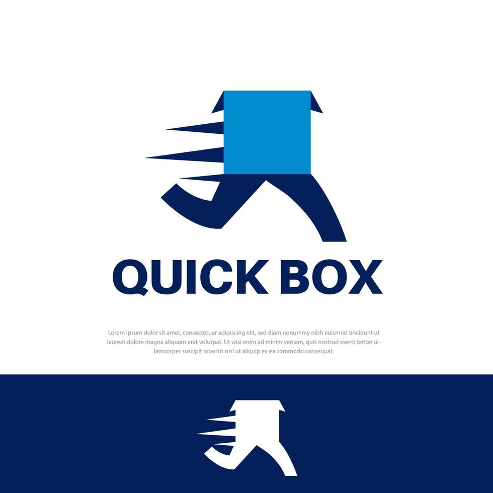 Fast delivery logo template design with a running box.Print vector