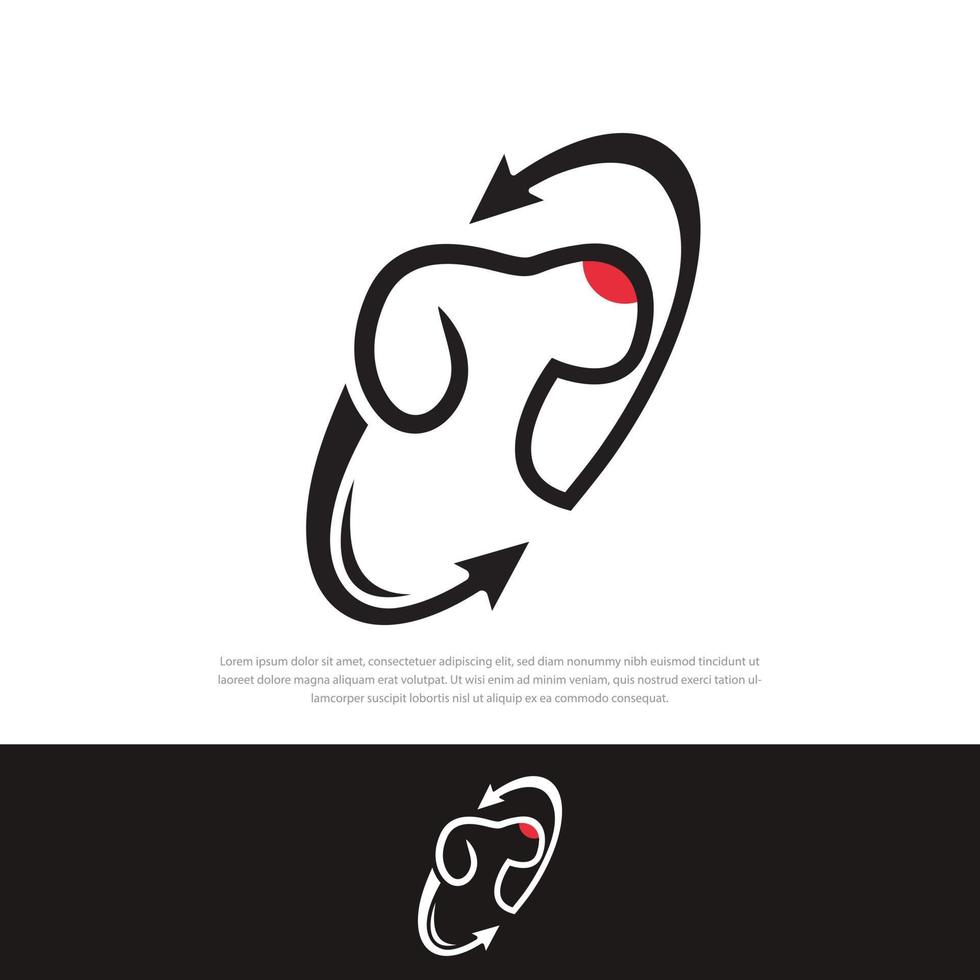 red nosed dog logo ilustrasi vector
