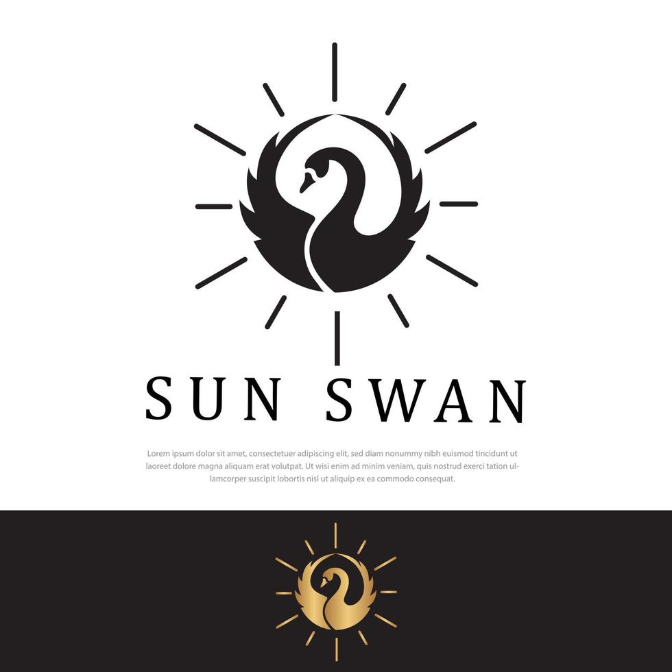 Ilustración de vector de logotipo de cisne de sol