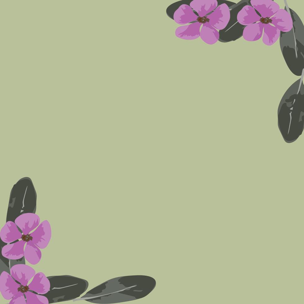 leaves and purple flower frame vector