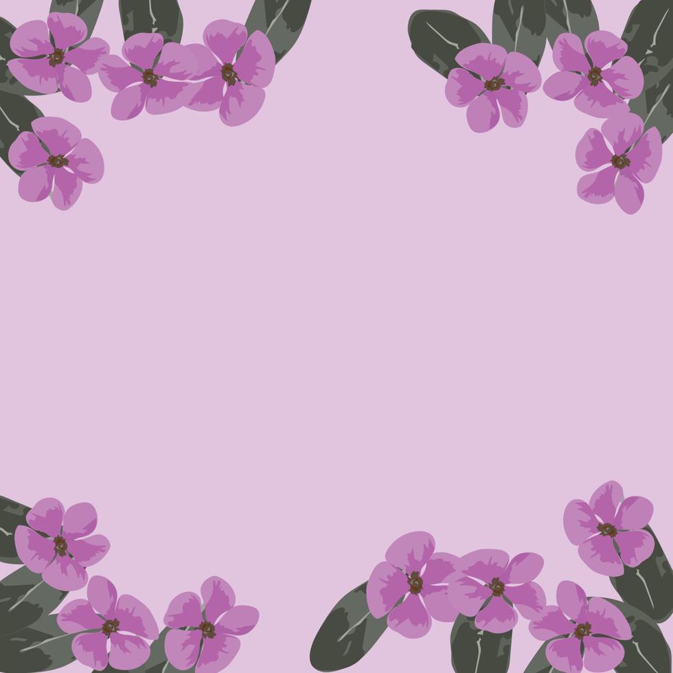 leaves and purple flower frame vector