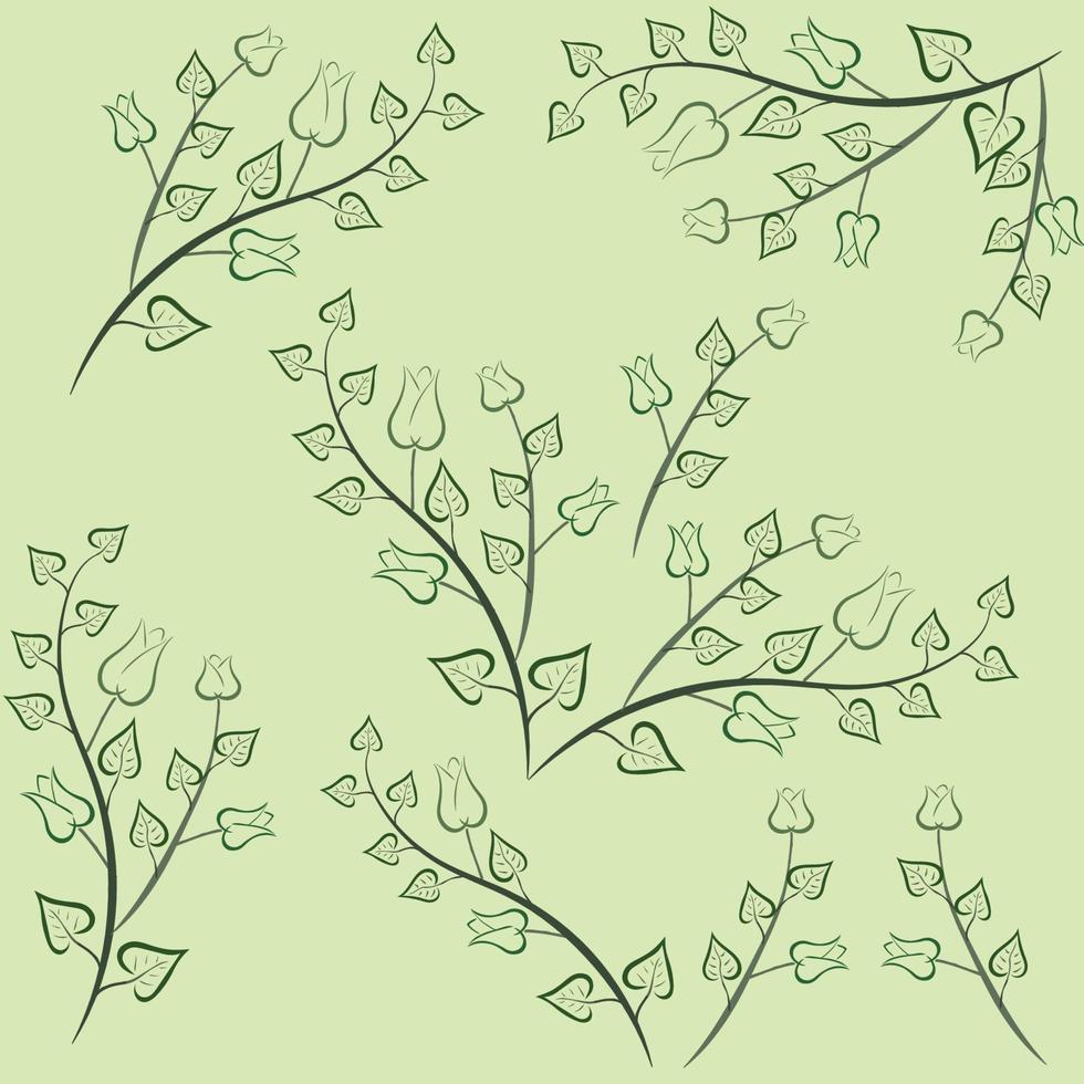 ilustración vectorial de hojas y tulipanes vector