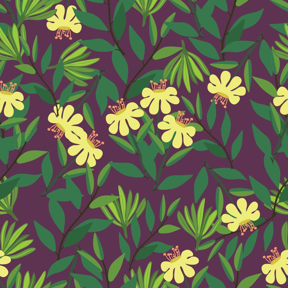 hoja de flor para fondo morado vector