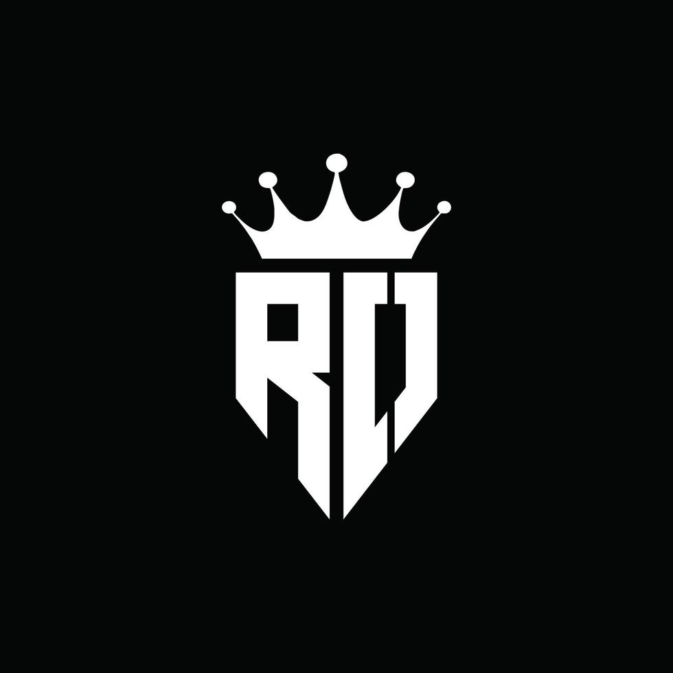 Ro logo monograma emblema estilo con plantilla de diseño de forma de corona vector