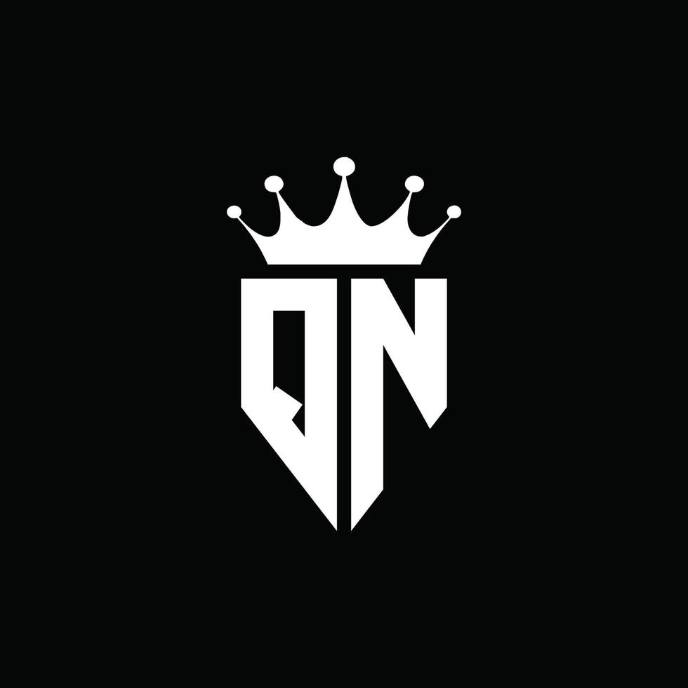 estilo de emblema de monograma de logotipo qn con plantilla de diseño de forma de corona vector