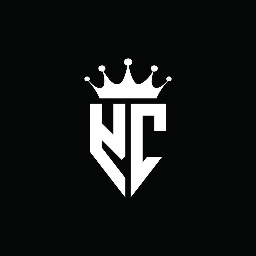 yc logo monograma emblema estilo con plantilla de diseño de forma de corona vector