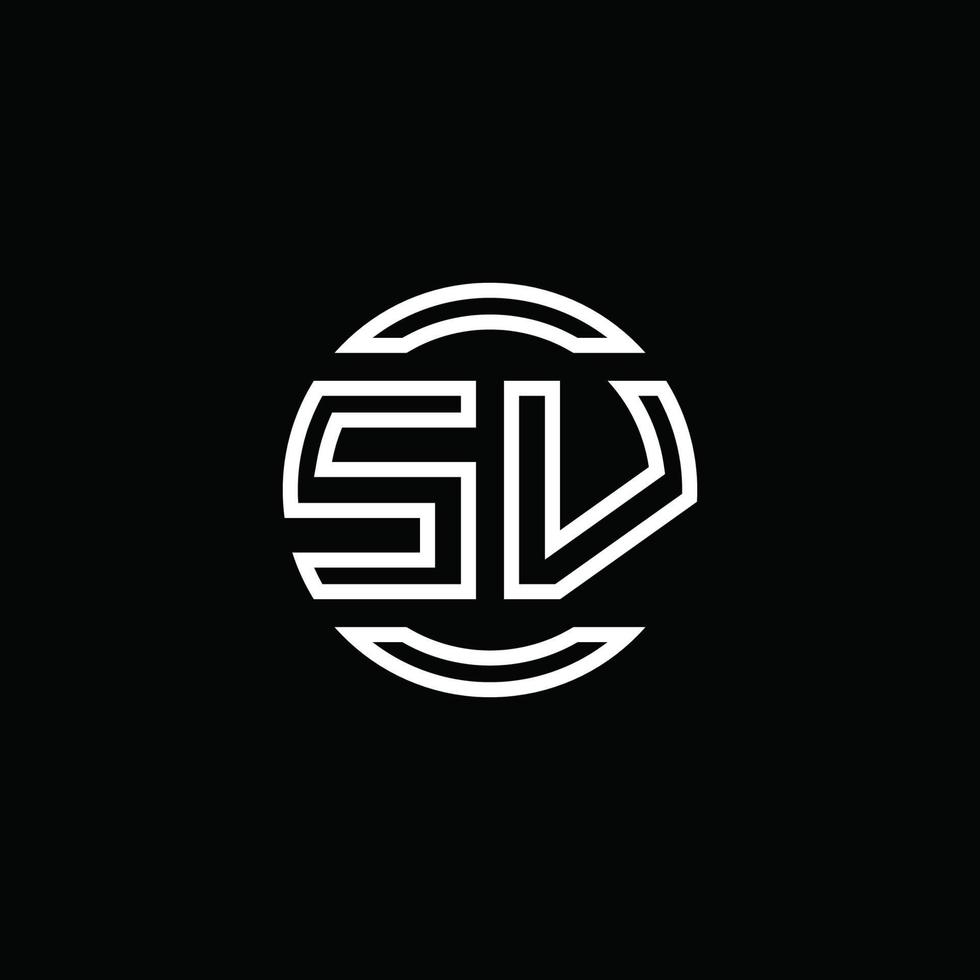 Monograma de logotipo sv con plantilla de diseño redondeado de círculo de espacio negativo vector